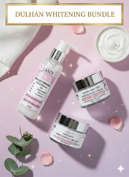 DULHAN WHITENING Bundle – Facewash + Instant whitening Cream + Hand & Feet Cream 7DAY RESULTS